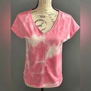 Land N Sea Pink Tie-Dye V-Neck Tee